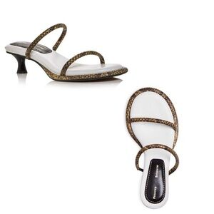 PROENZA SCHOULER Womens Snake Cushioned Round Toe Kitten Leather Heeled Sandals
